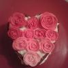 My Valentine's Day Red Velvet mini Heart cake filled with cream cheese frosting topped with white chocolate and hand-crafted fondant roses