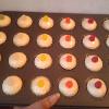 My confetti cakes (confetti=rainbow sprinkles inside cake) covered in white chocolate and topped with midget gems