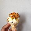 Homemade ice-cream with homemade honeycomb and sprinkles